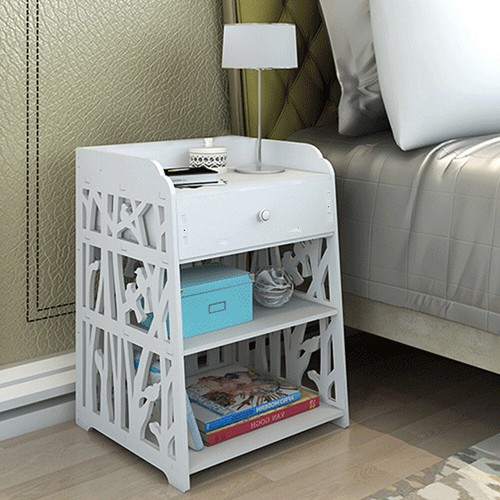 White bedside table drawer - white,