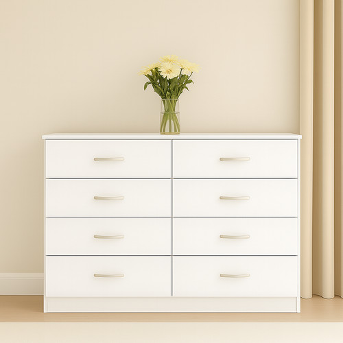 White gloss drawer chest of - white, 8