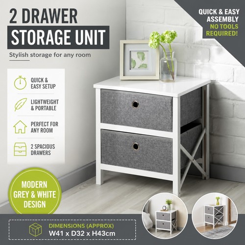 Folding grey white - white, 2-drawer