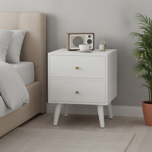 White bedside table with - white,