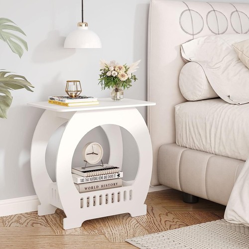 Bedside table white drawer - white,